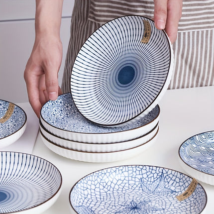 Set (of) Handmade Blue & White Floral Porcelain Plates and Bowls Set - Ceramic Dishware
