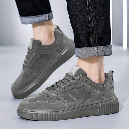 Men's Lightweight Lace-Up Casual Sneakers - Stylish Beige Low-Top Skate Shoes with Durable MD Sole,