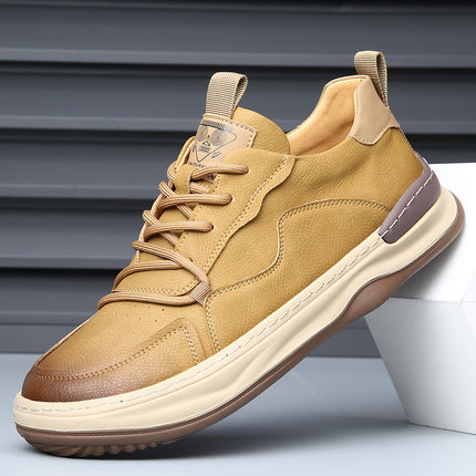 Men'S White Perforated Casual Sneakers - Breathable Low-Top Lace-Up Shoes with Round Toe,