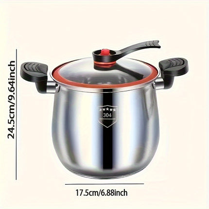 Stainless Steel Quick Cooker - Food Grade, Non-Stick Large Capacity Soup and Stew Pot with Safety Lid,