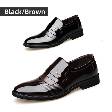 Men's Leather Slip-On Shoes - Waterproof Business Casual Dress Loafers,
