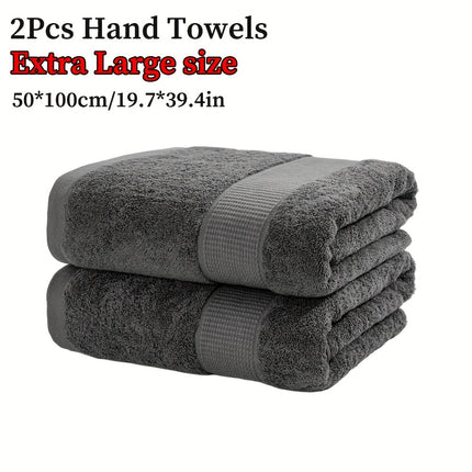 2pcs Extra Large Cotton Hand towels 50*100cm/19.7*39.4in, solid color Cotton 450GSM soft