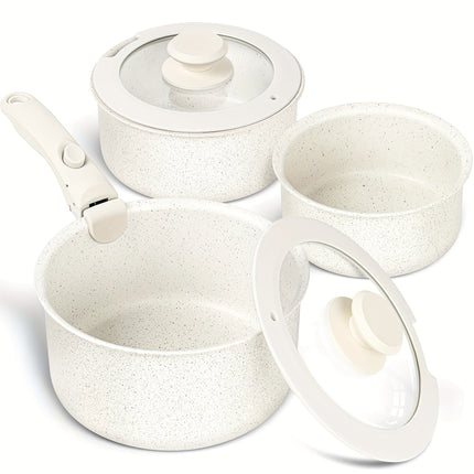 3Qt Pots with Removable Handles, Non Toxic Saucepan Set with Detachable Handle