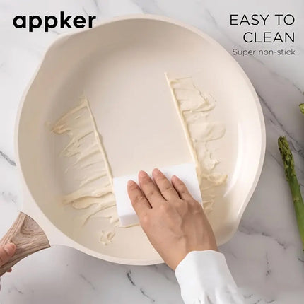 Appker White Granite Induction Cooking Set, Kitchen Cookware Collection Including Frying Pan, Pot