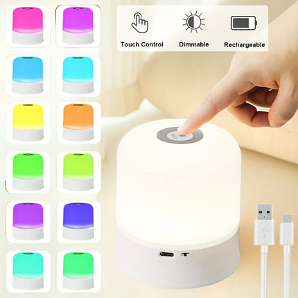 1pc LED Reading Lamp, RGB Touch Night Light, Tapping Table Light, Bedroom Bedside Light