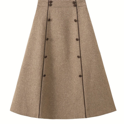 Elegant Women'S A-Line Skirt - Polyester Blend with Elastane, Solid Color, Regular Length