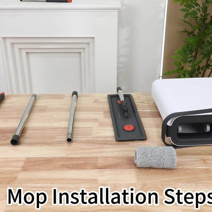 Mop and Bucket Set, Stainless Steel & Plastic, Manual, No Electricity Needed, with Wet and Dry Flat Mops