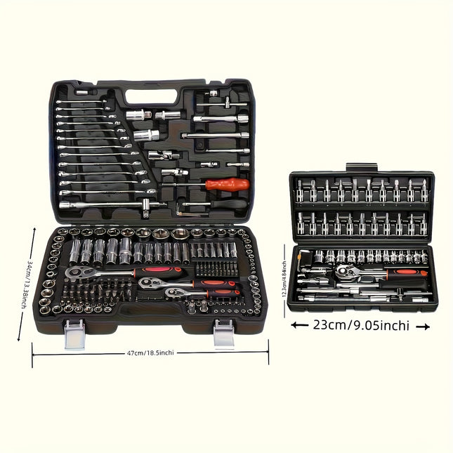 Multi-Functional Car Repair Tool Kit, Upgraded Black 46 Black 216, Equipped with Plastic Storage Box,