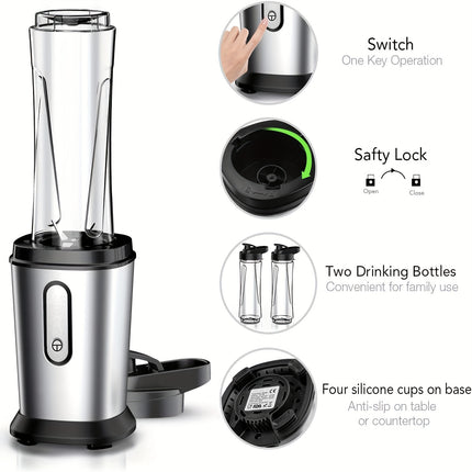 Blender, A Three-in-one Food Processor, Portable Food Chopper And Grinder, 570ml Tritan Bottle,