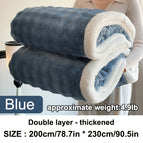 200cm/78.7in*230cm/90.5in flannel blanket / Blue--Double-layer thickened