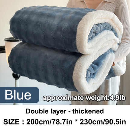 1pc Large Size Double Layer Thickened Blanket/Quilt for Winter Bed Faux Rabbit Fur Flannel Blanket