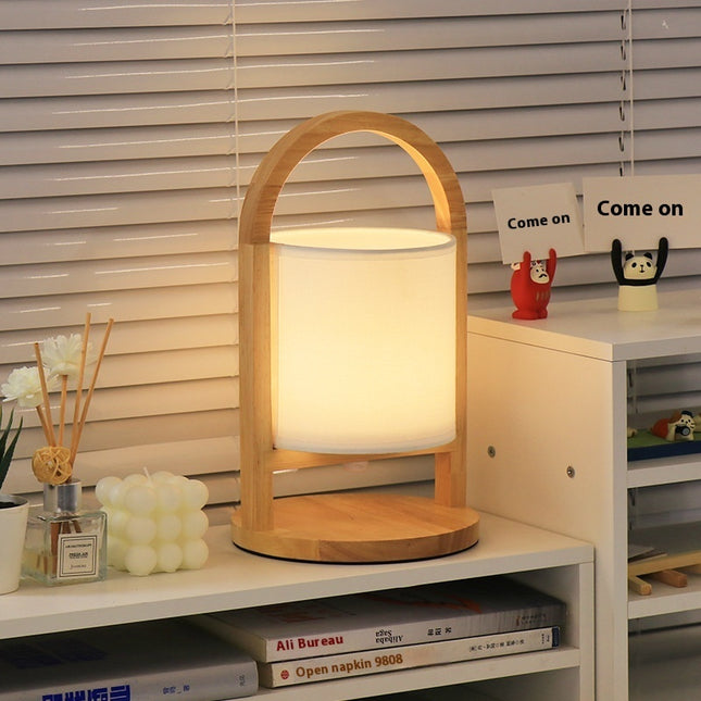 Bedroom Portable Minimalist Creative Remote Control Charging Sleeping Wood Small Night Lamp