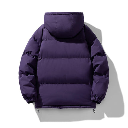 Men's Hoodie Coat Winter Fashion Solid ZIp-up Thickened Cotton-padded Jacket Casual Warm Outwear Top Clothing