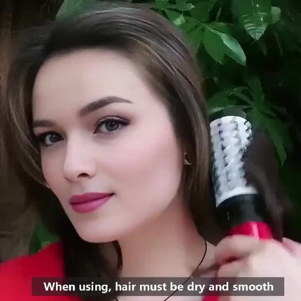 EU Plug 3-In-1 Hot Air Styler And Rotating Hair Dryer Brush Featuring 2 Interchangeable Brushes,
