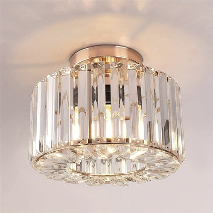 Modern Crystal Ceiling Light - Vintage K9 Crystal Chandelier Metal Cages Lampshade Metal E27 Socket