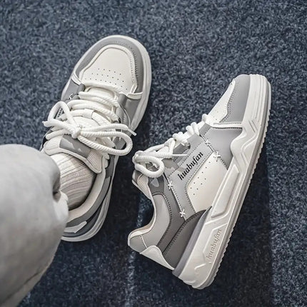Men'S Skate Sneakers - All-Season Low-Top Skateboard Shoes with Thick Cushioned PVC Sole,