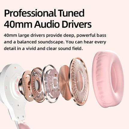 Esports-Pro Wired Gaming Headset Compatible for PC/Laptop Wired Over-Ear Headphones with Detachable Cat