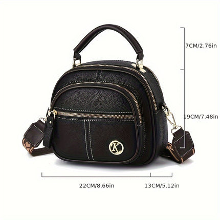 Luxury Synthetic Faux Leather Multi-Layer Large Capacity Shoulder Bag Versatile Fashionable Handbag with Zipper
