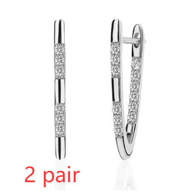 Classic Fashionable Rose Gold Inlaid Shiny Zircon Earrings