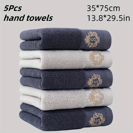 5-Pack Cotton Hand Towels Set, Super Absorbent, Quick-Dry, Embroidered, Soft Skin