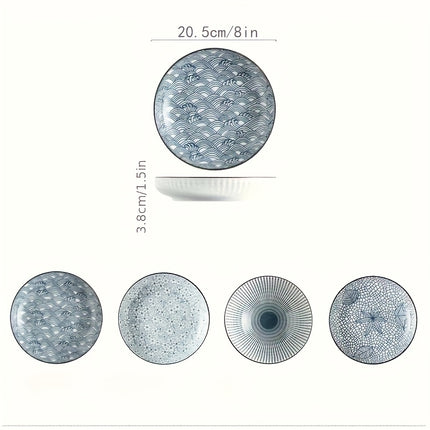 6pcs Ceramic Plate Set Japanese Creative Dishware Simple Deep Plates Pasta Dishes Sushi Platter