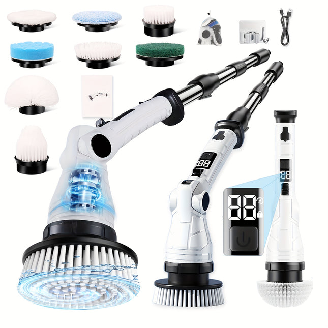 LADAMI Electric Cleaning Brush & Grout Remover with 8 Attachments, 120-Min Runtime