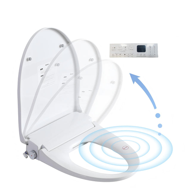 Smart Bidet Toilet Seat with Side Knob Adjustable Heated Seat with Water Temperature and Pressure Adjustment Portable Bidet,Auto open/close,Night Light, Only Seat