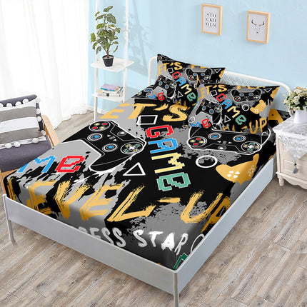 Fitted Sheet Duvet Cover Three-piece Gamepad Cool Mattress Cover