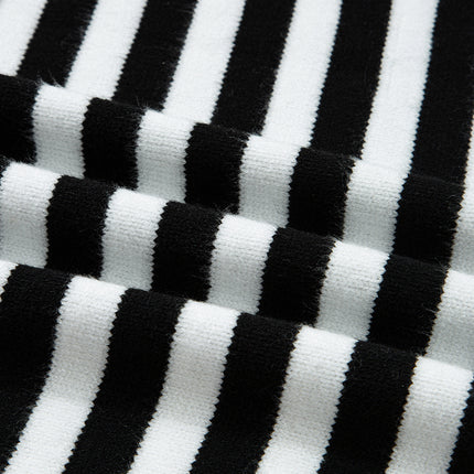 Color black Striped Panels Colorblock Sleeve Chic Sweater