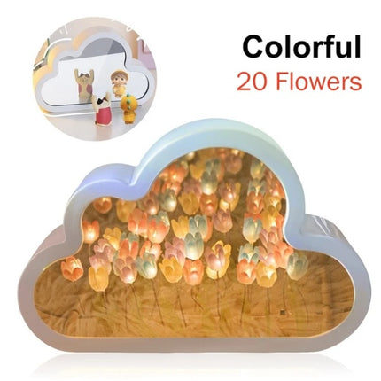Tulip Night Lamp DIY Material Cloud Tulips Night Lamp Decorative Mirrors Photo Frame LED Table Lights Korean Creative Desk Bedroom Handmade Birthday Gifts
