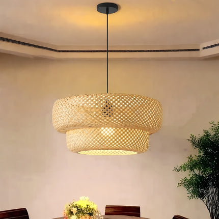 Handwoven Bamboo Pendant Light, 29cm Bamboo Chandelier, 1pc Rattan Pendant Light