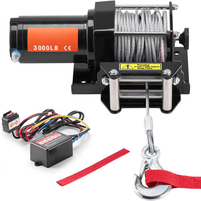 Electric Winch ATV UTV 3000 lb Steel Cable IP55 Waterproof Wired Control