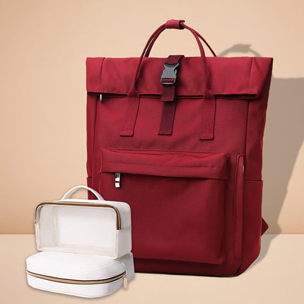 New Large-Capacity Rolled-Edge Backpack Suitable for 15.6-Inch Laptops, Ideal for Both Male And Female Students