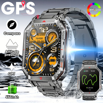GPS Men'S Sports Smart Watch, 2.0-inch HD Smart Watch, With Wireless Call Function, Message Reminder,