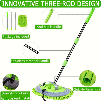 47.5" Long Handle Car Wash Brush Mop Kit for Washing, Detailing, and Cleaning Automotive