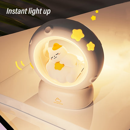 1pc Sleeping Cat Night Light, USB Rechargeable Companion Sleeping Lamp,