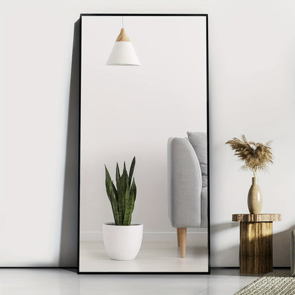 65" * 24 ", Floor Standing Mirror, Unique Vertical Mirror, Black Metal Frame Mirror
