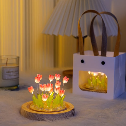 10pcs Tulip Night Light Set - Bedroom Artistic Floral Decoration, Luminous Tabletop Embellishment