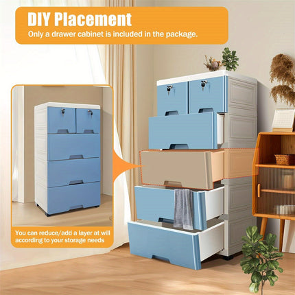 Extra Wide 50-Inch Heavy-Duty Plastic Storage Cabinet with Drawers - Heavy-Duty Construction