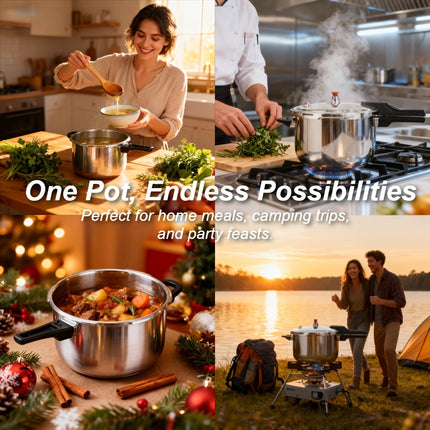 28cm/ 30cm/ 32cm Stainless Steel Pressure Cooker - Heat-Resistant Handle & Safety Valve