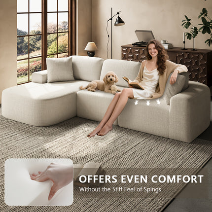 Sofa Couch with Chaise, No Assembly Required, Modern Boucle-Inspired Upholstery
