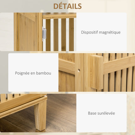 Storage Cabinet Organizer with 4 Shelves and Slatted Door Design for Bathroom Bedroom Living Room 40 x 30 x 140 cm