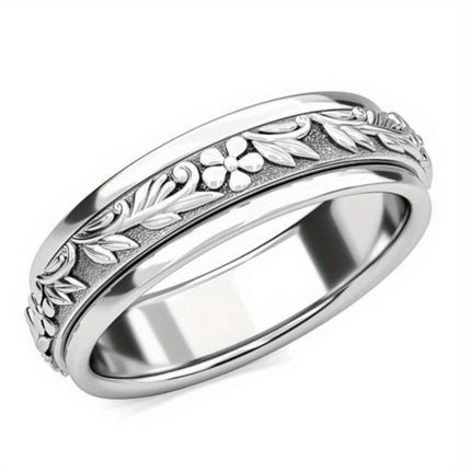 Retro Embossed Pattern Ring Minimalist And Versatile For Women
