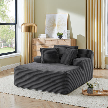Single lazy sofa lounge chair, no assembly required, made of velvet fabric, fluffy modern single lounge chair, used for indoor living rooms and bedrooms-Dark Gray