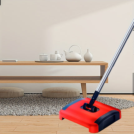 Multi-Functional Manual Push Sweeper, Stainless Steel Dust Mop for Carpet, Hardwood, Tile Floors
