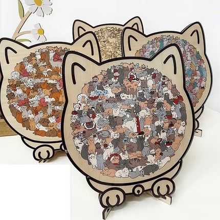 Morandi Cat-shaped Wooden Puzzle