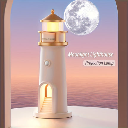 LiHangStar Smart Bedside Lamp with Motion Sensor & Dimmable LED Moonlight Projection Night Light