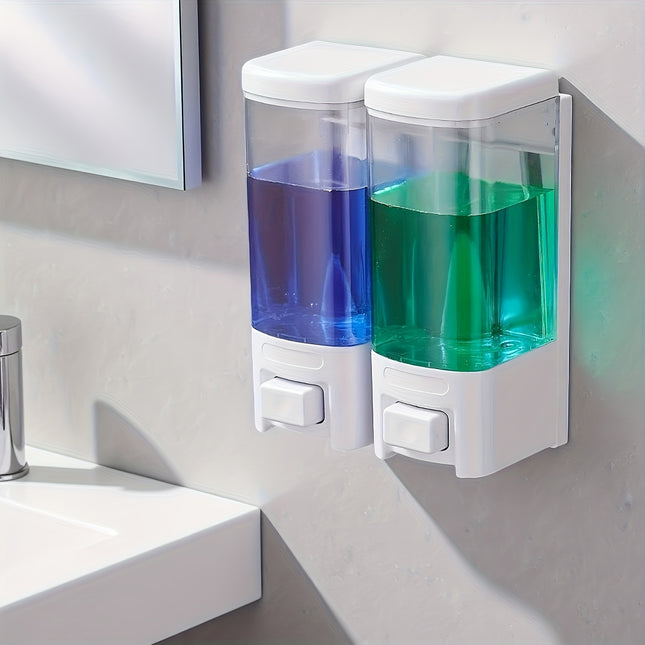 2pcs White Wall-Mounted Soap Dispenser/Bath Gel Hand Wash Bottle | Ideal for Bathroom, Kitchen