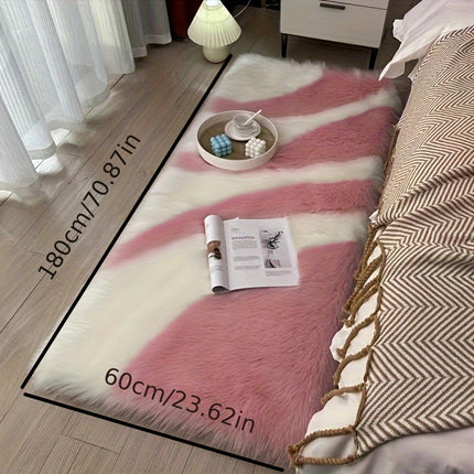 Luxurious Hand-Stitched Colorblock Shaggy Area Rug  Machine Washable, Striped Polyester