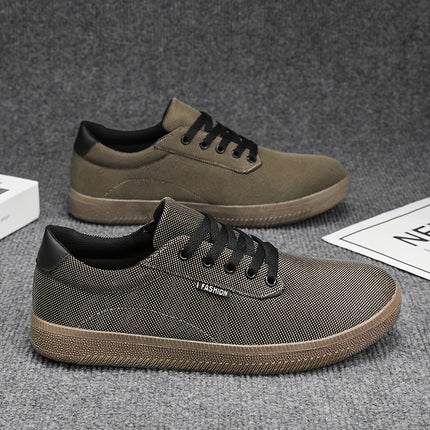 Men'S Classic Low-Top Canvas Sneakers - Retro Casual Shoes with Lace-Up Closure, Breathable Fabric Lining